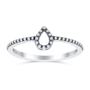 Oxidized Design Pear Teardrop Band Solid 925 Sterling Silver Thumb Ring (6mm)